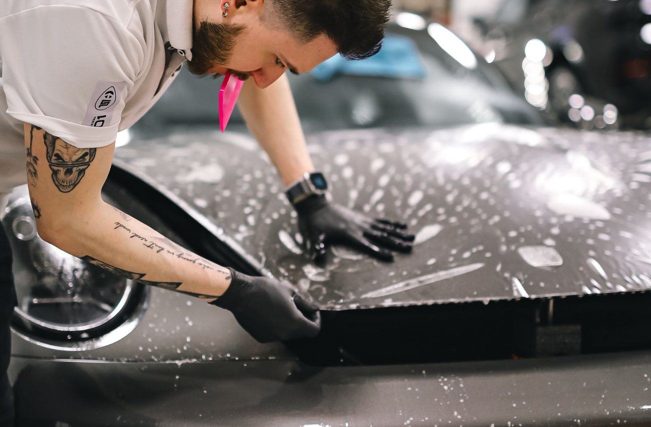 Paint protection film being applied